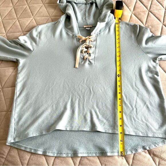Eberjey Mason Lace-Up Mason Stretch Pima Cotton Modal Sky Blue Hoodie Size Large - Picture 16 of 16